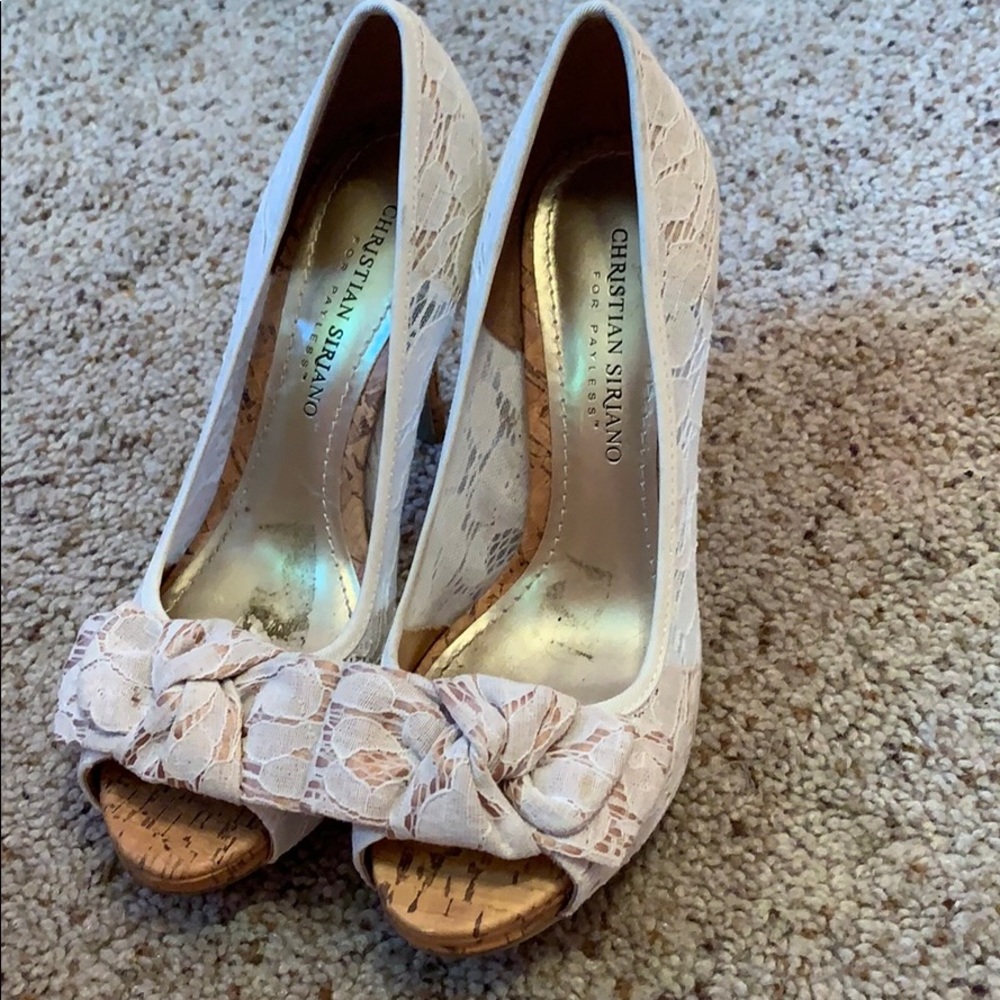White Lace Heels